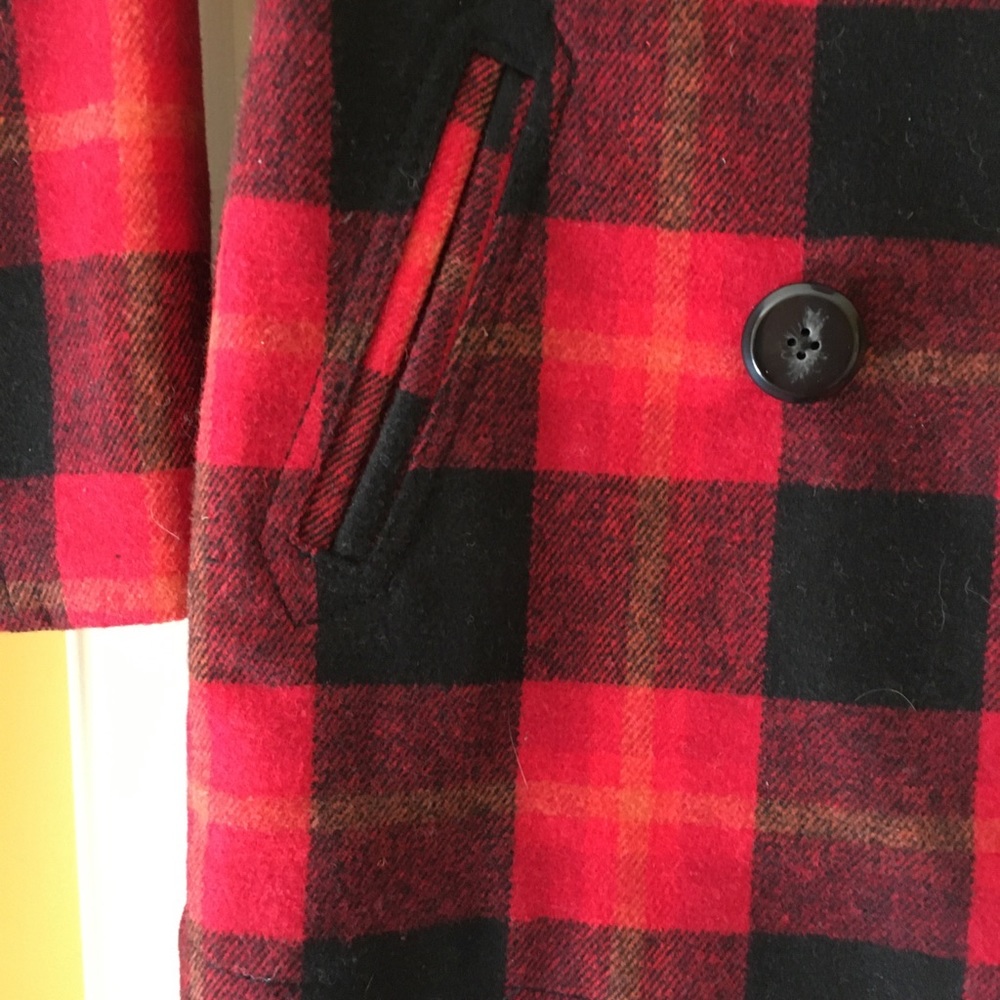 NWOT Plaid Pea Coat - Picture 3 of 16